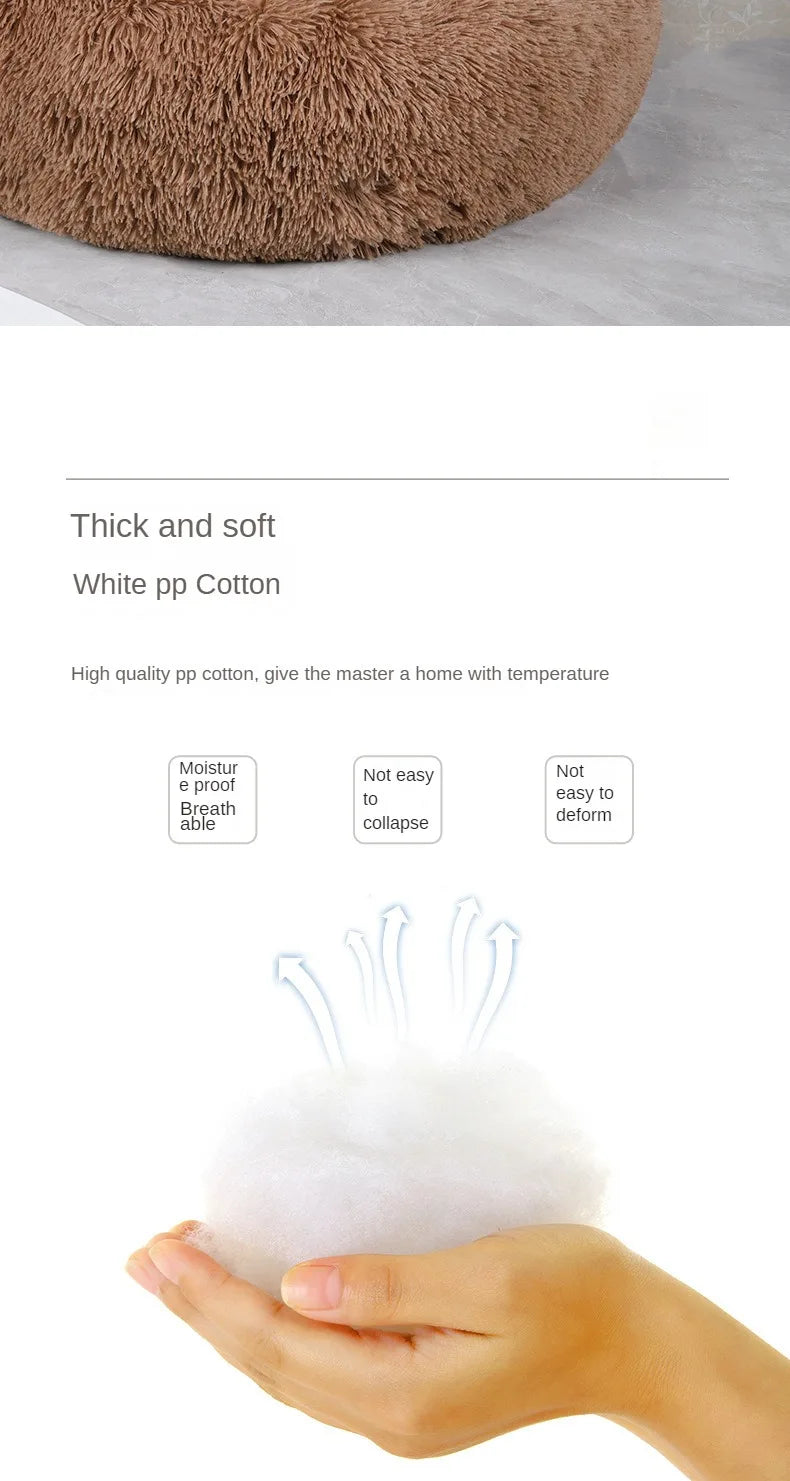 Fluffy Donut Cat Bed – Premium Soft Round Pet Cushion UK