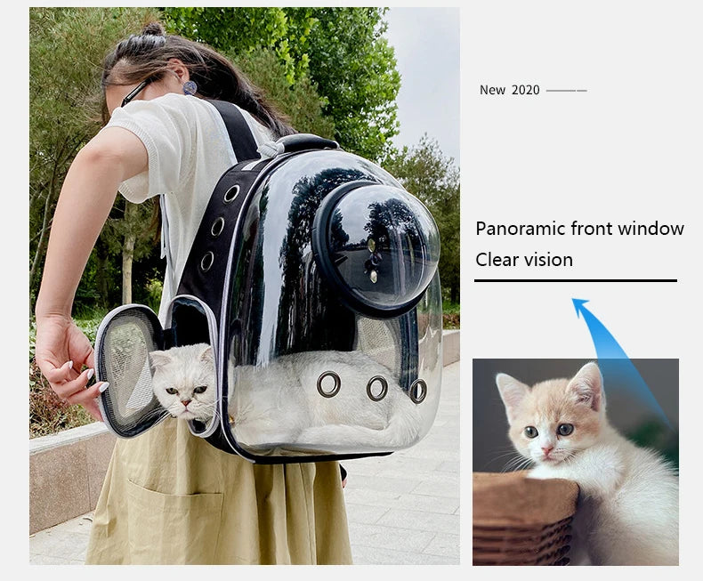“Space Capsule Pet Backpack – Breathable Transparent Cat Carrier Bag”