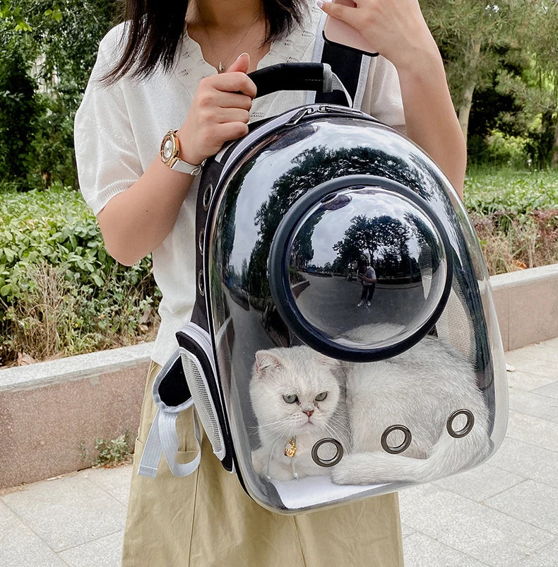 “Space Capsule Pet Backpack – Breathable Transparent Cat Carrier Bag”