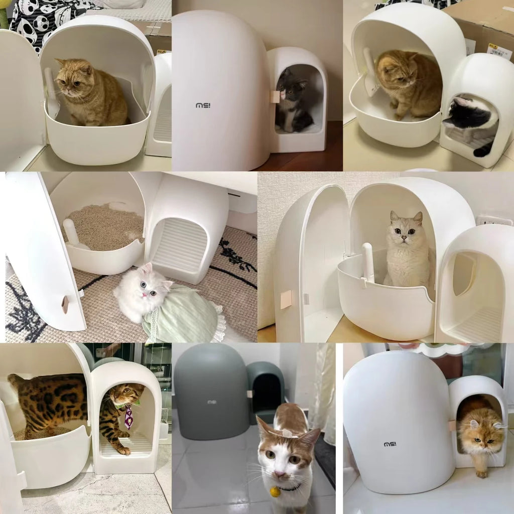 “Modern Enclosed Cat Litter Box & Hideaway – Stylish Cat Toilet