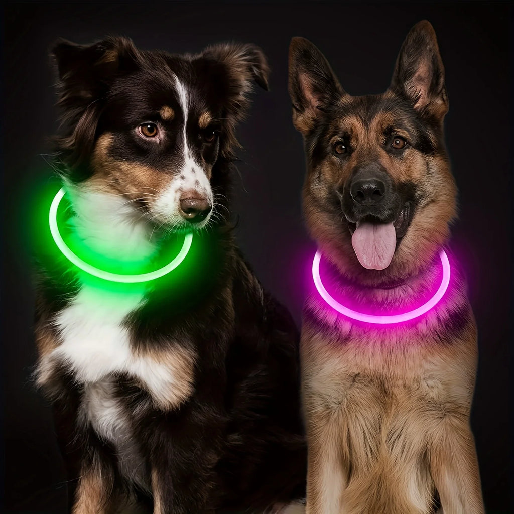 LED Glow Safety Dog Collar – Rechargeable Light Up Pet Neck Ring UK
