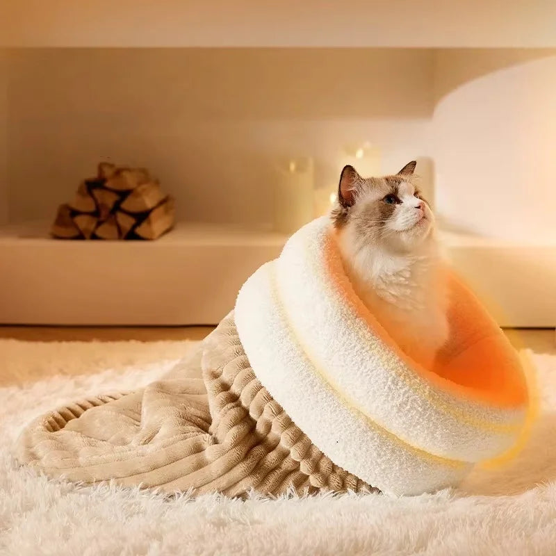 EURO VIBE Cosy Cat Sleeping Bag Bed | Warm Plush Hideaway