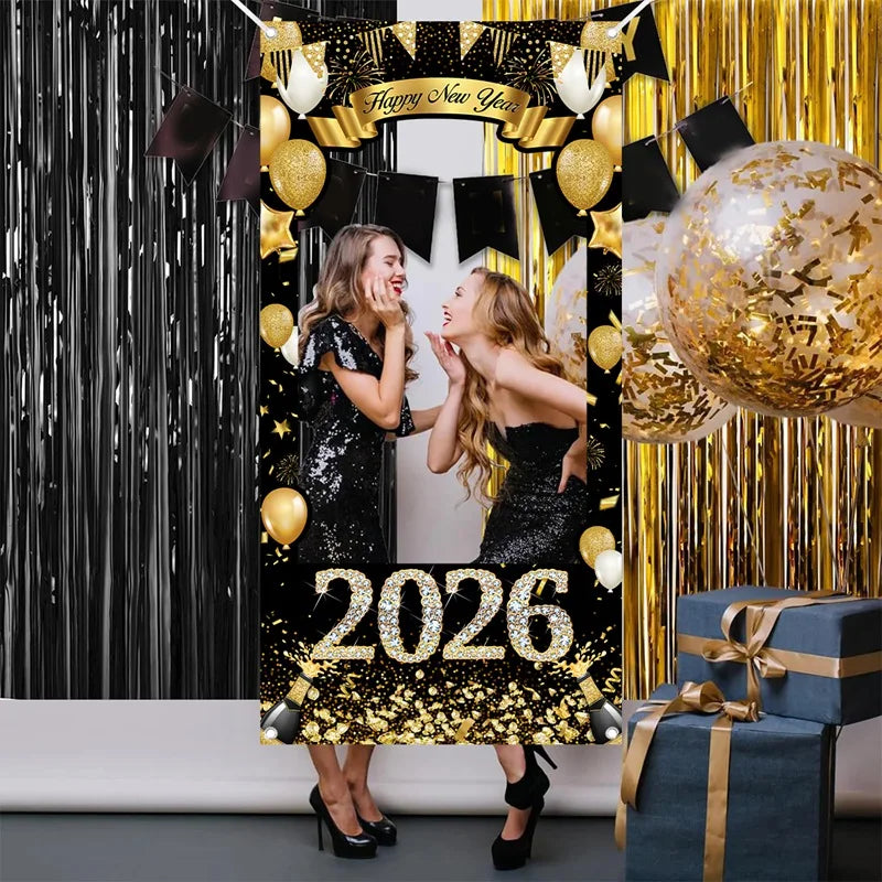 EURO VIBE New Year 2026 Photo Booth Frame – Party Decoration Prop