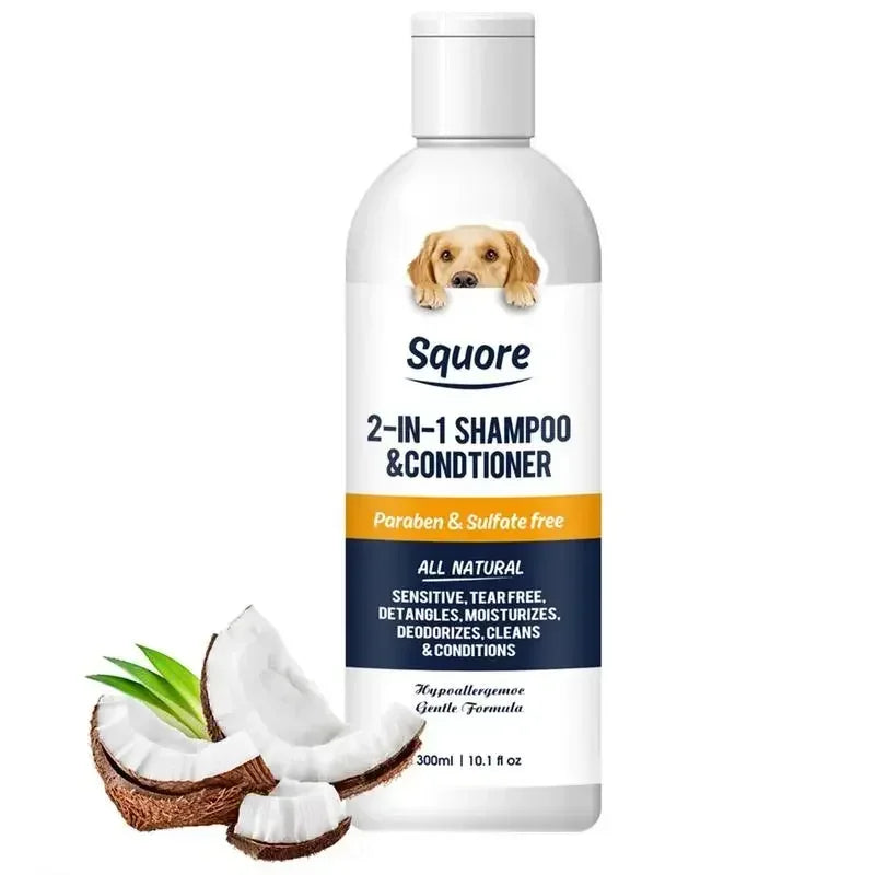 EURO VIBE Squore 2-in-1 Dog Shampoo & Conditioner – Natural, Tear-Free Care