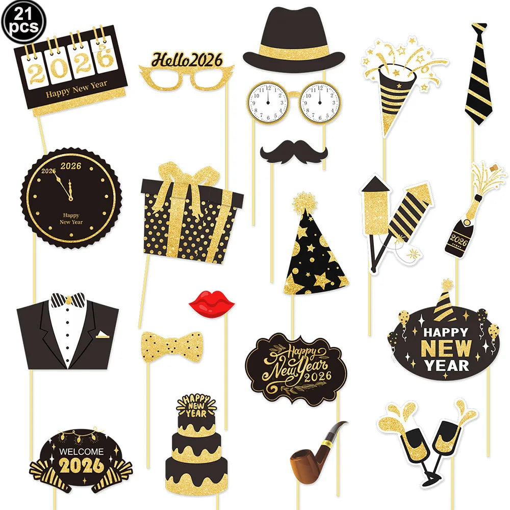 New Year 2026 Party Props Set | Hats, Frames & Glasses – EURO VIBE