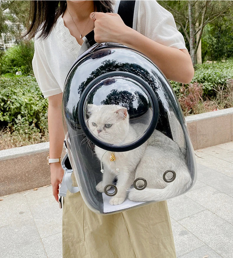 “Space Capsule Pet Backpack – Breathable Transparent Cat Carrier Bag”