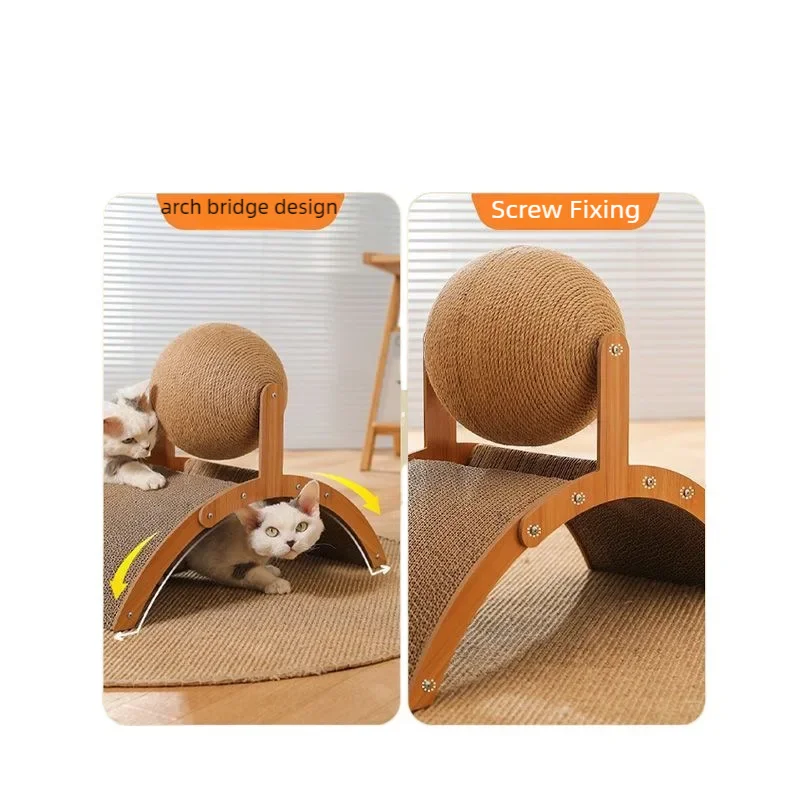 Wooden Cat Scratching Board with Sisal Ball | EURO VIBE