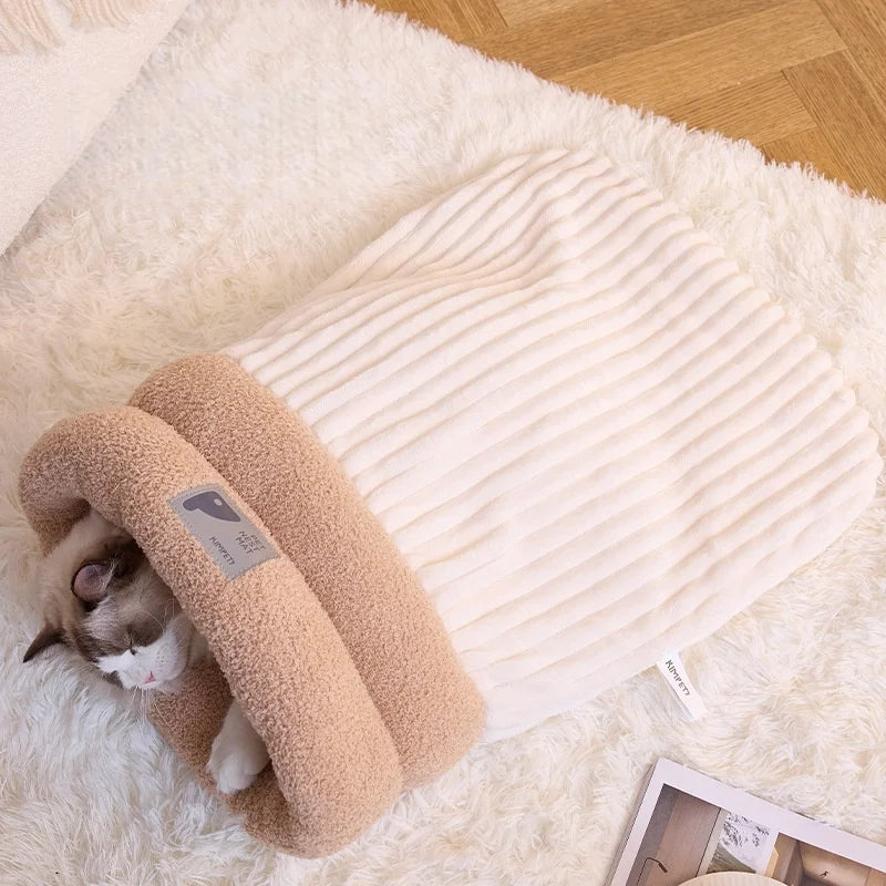EURO VIBE Cosy Cat Sleeping Bag Bed | Warm Plush Hideaway
