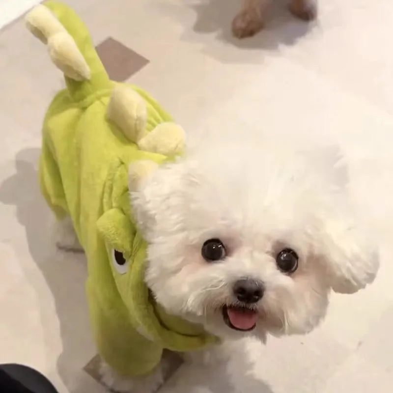 “Cute Dino Dog Costume – Green Dinosaur Outfit for Small & Medium Dogs
