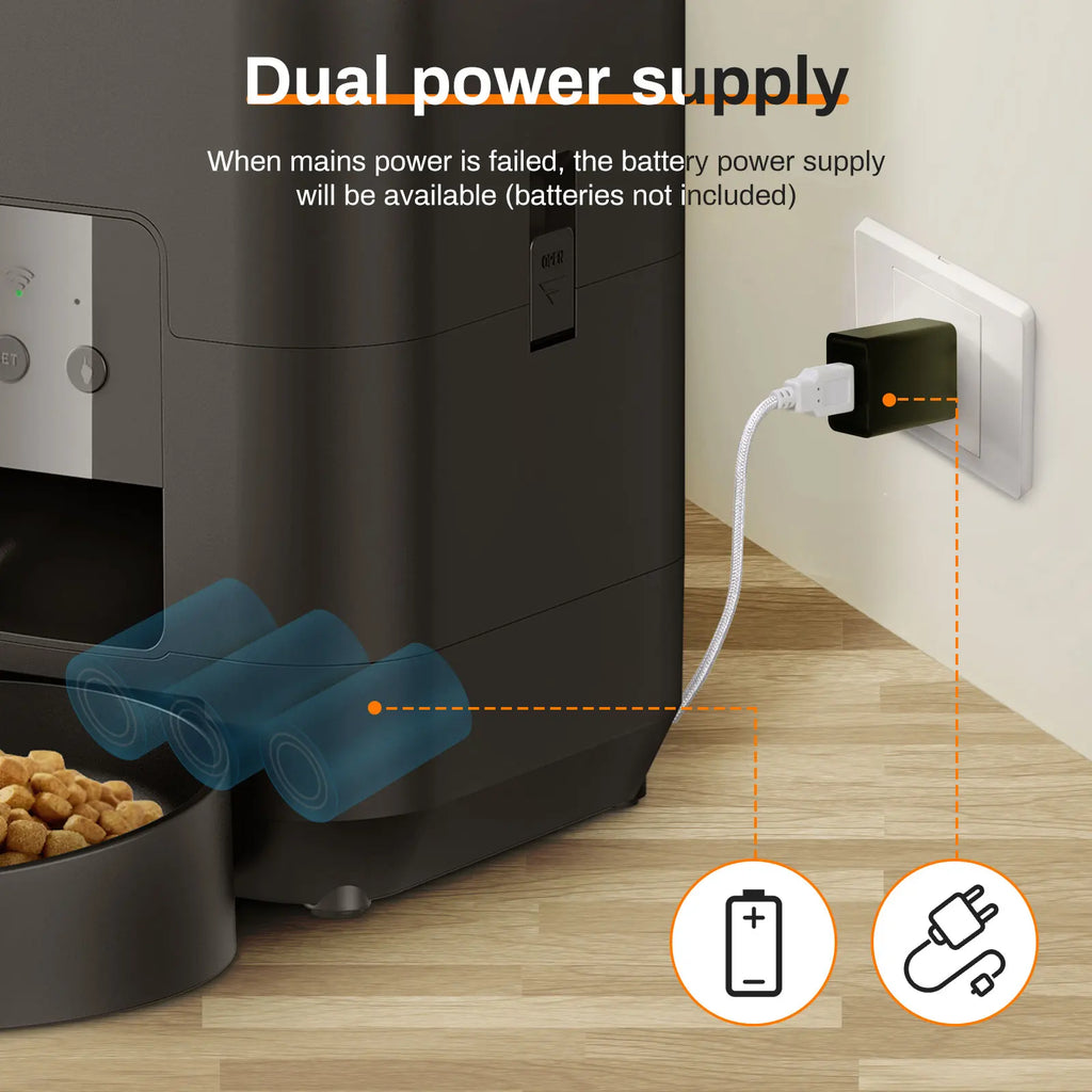 EURO VIBE Smart WiFi Automatic Pet Feeder | App-Controlled Dispenser