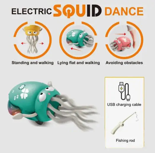Interactive Light-Up Octopus Cat Toy | Battery Powered Fun Toy