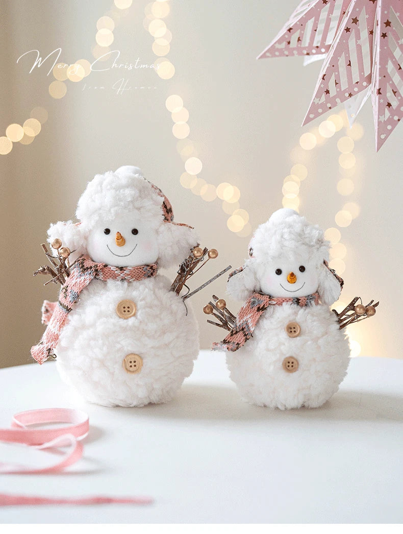 EURO VIBE Snowman Plush Decoration Set – Cute Christmas Table Ornaments