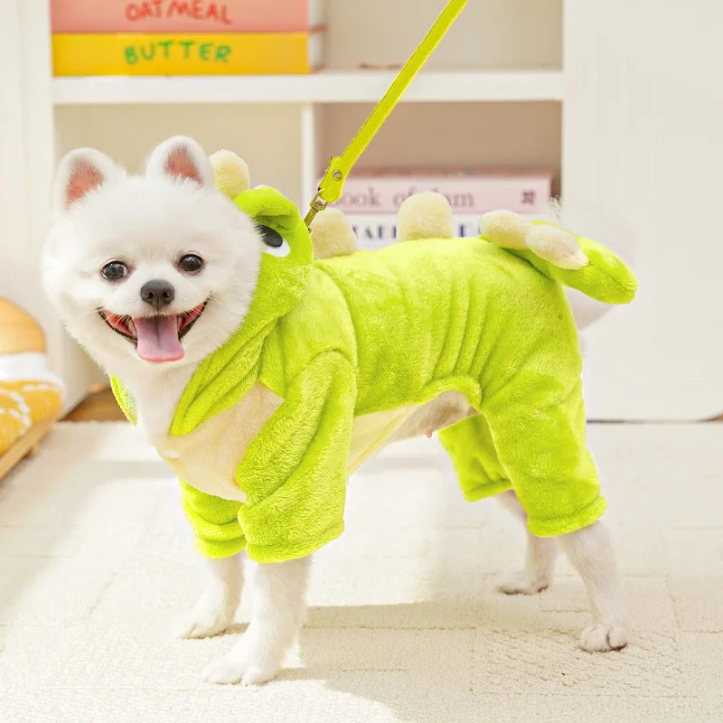“Cute Dino Dog Costume – Green Dinosaur Outfit for Small & Medium Dogs