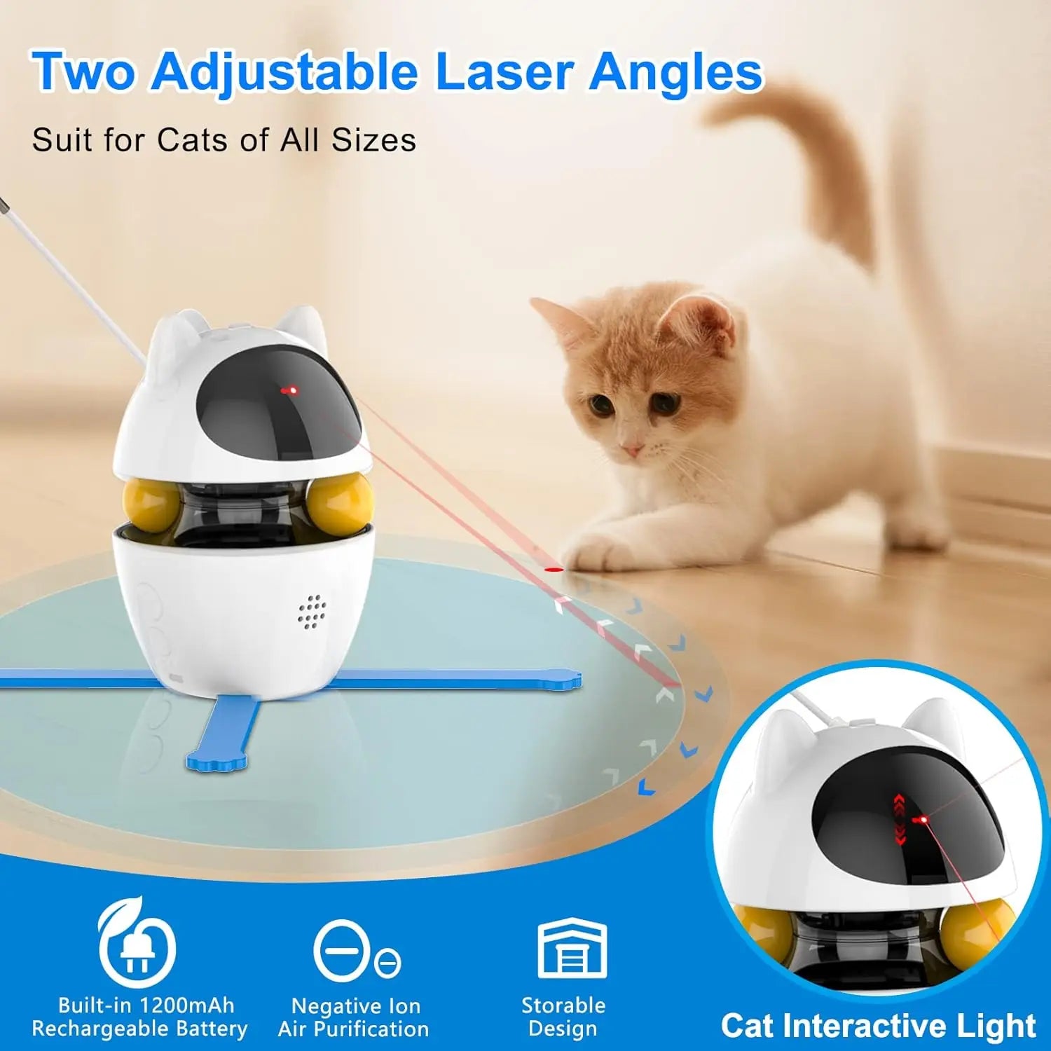Automatic Interactive Cat Toy with Laser & Rotating Feather Fun