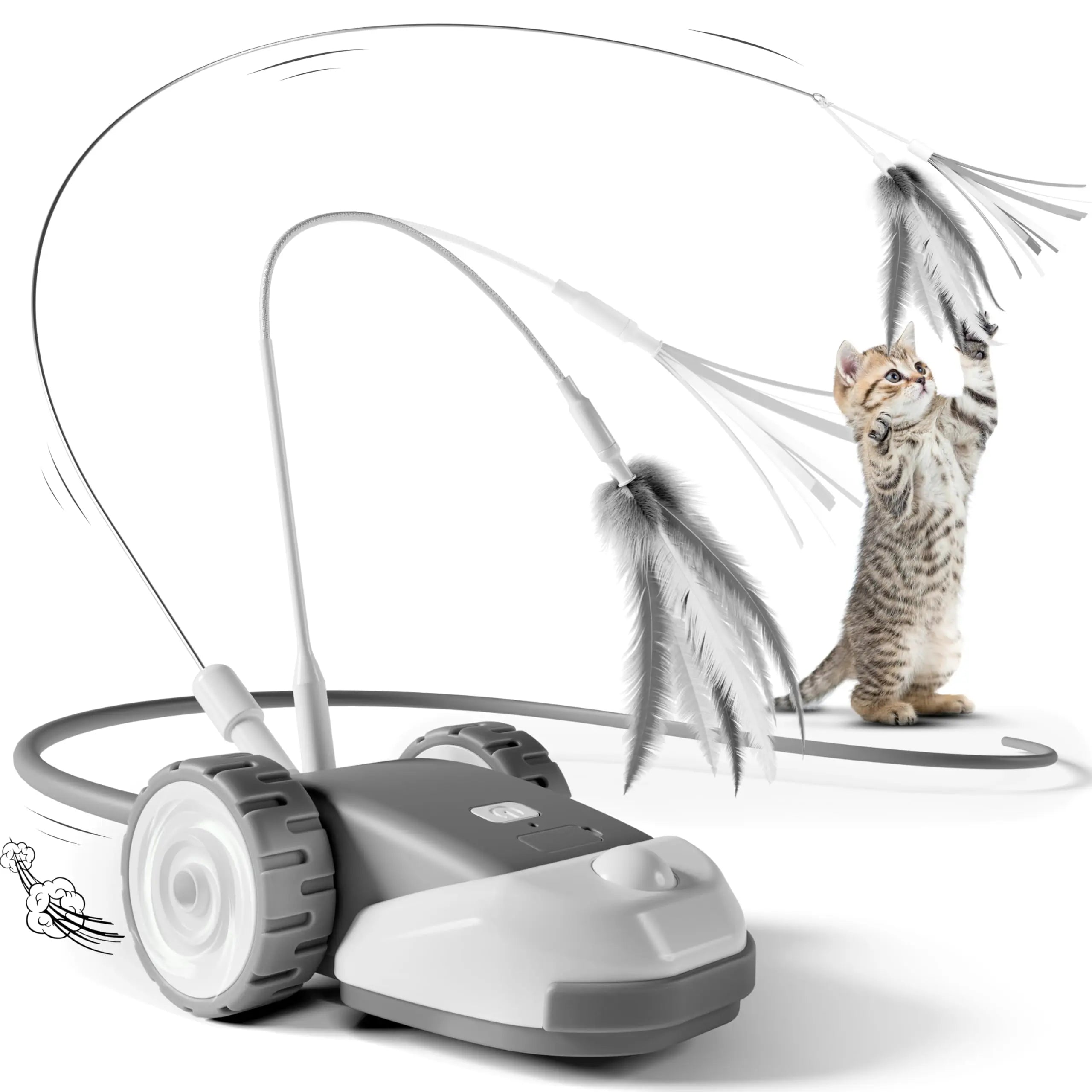 EURO VIBE Rolling Cat Teaser Toy | Feather Chase Play Set