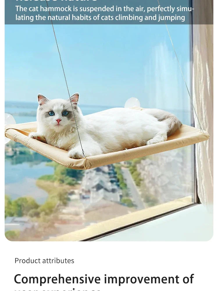 “Premium Cat Window Hammock – Strong Suction, Elevated Lounging Spot