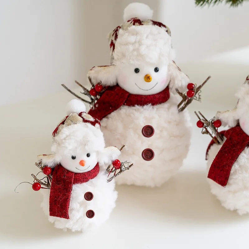 EURO VIBE Snowman Plush Decoration Set – Cute Christmas Table Ornaments