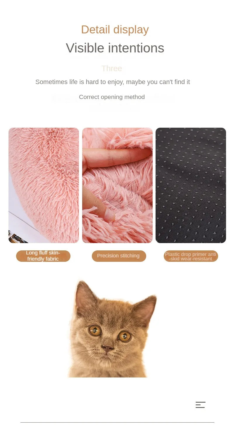 Fluffy Donut Cat Bed – Premium Soft Round Pet Cushion UK