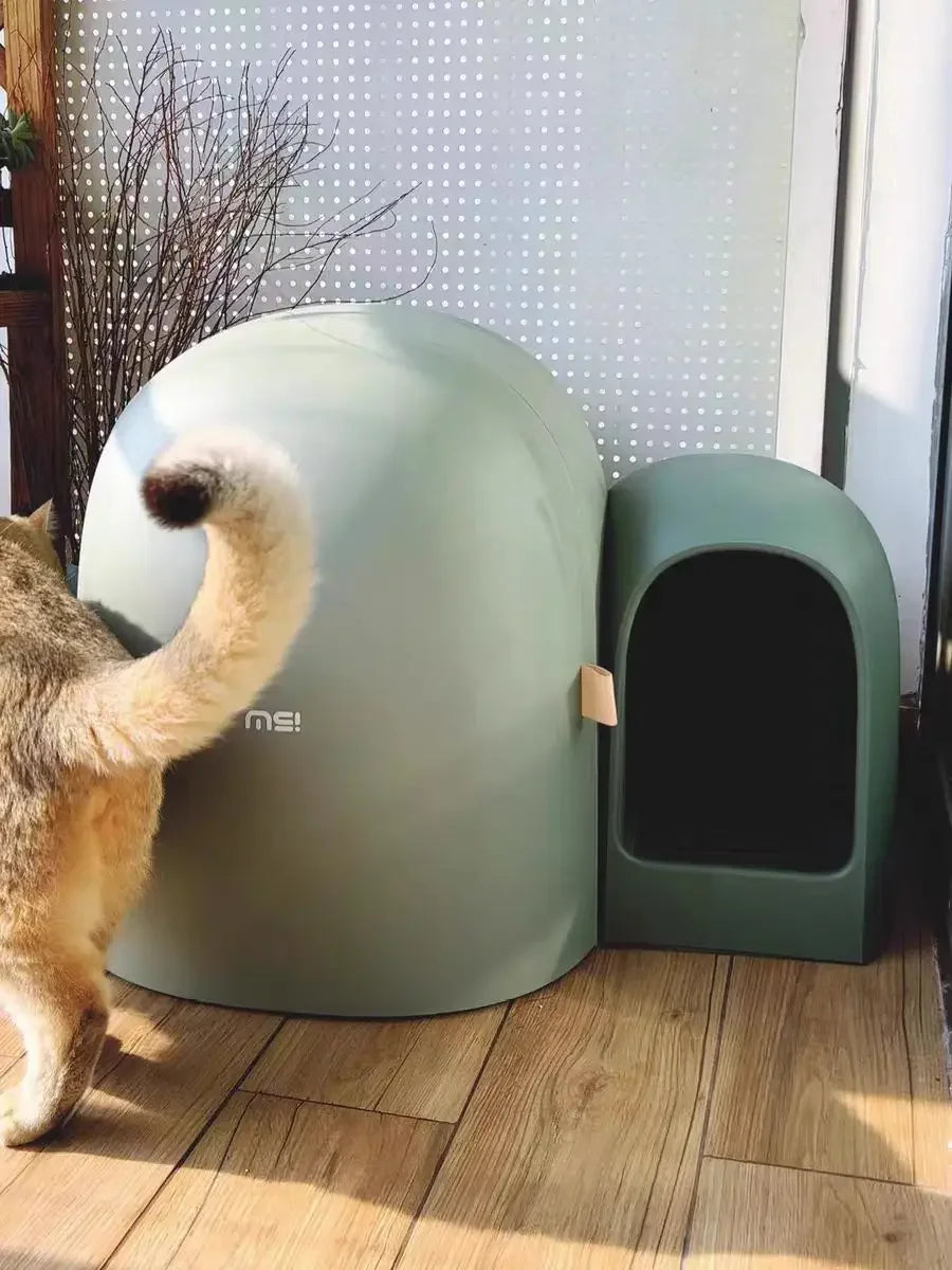 “Modern Enclosed Cat Litter Box & Hideaway – Stylish Cat Toilet