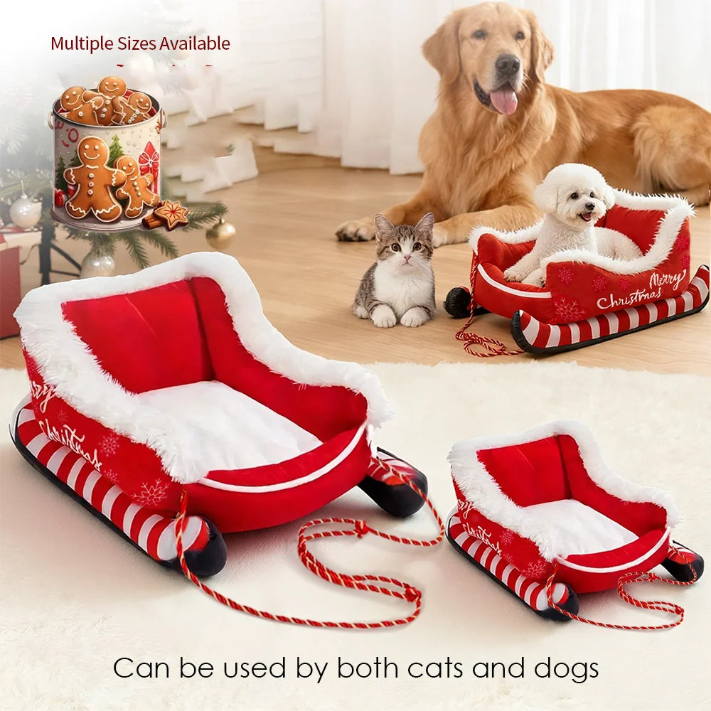 Luxury Christmas Cat Bed – Soft Festive Kitten Sleigh for Cats & Pets UK