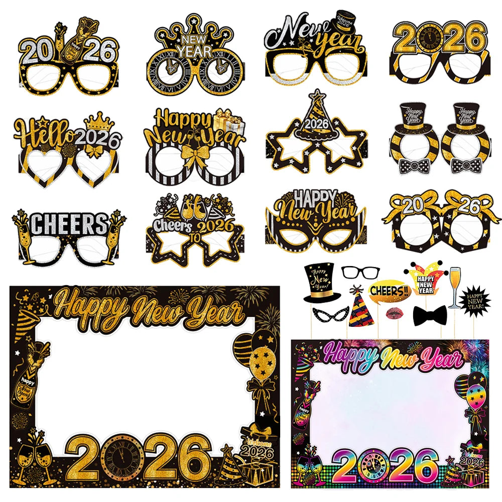 New Year 2026 Party Props Set | Hats, Frames & Glasses – EURO VIBE