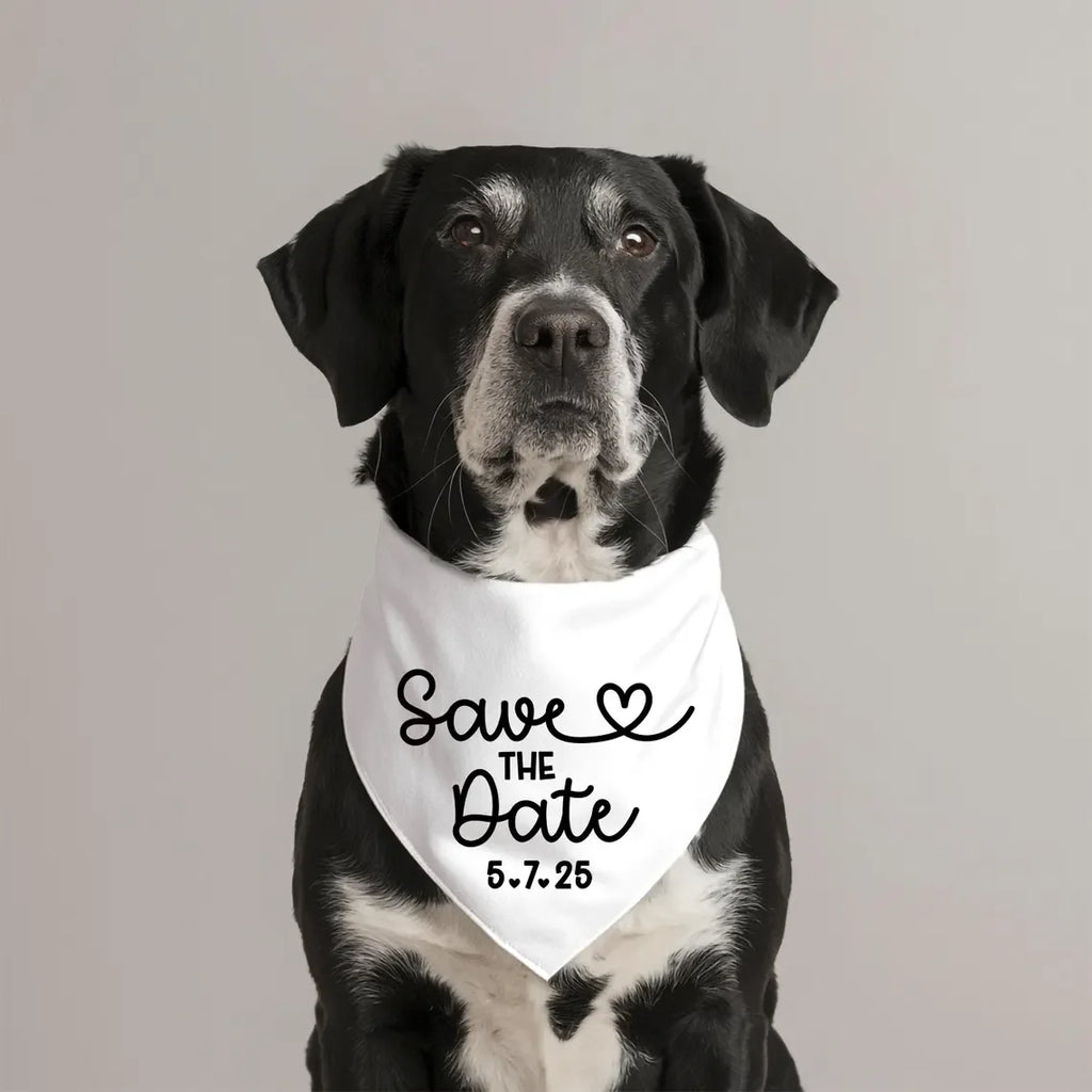 EURO VIBE Save the Date Dog Bandana – Wedding Announcement Accessory