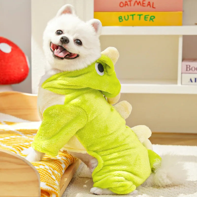 “Cute Dino Dog Costume – Green Dinosaur Outfit for Small & Medium Dogs