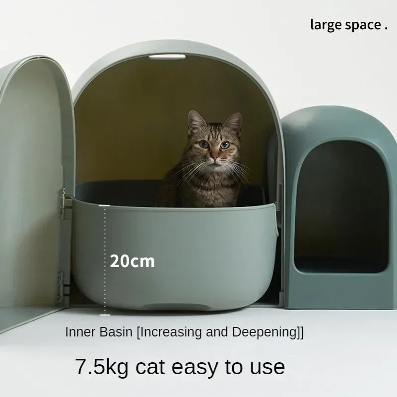 “Modern Enclosed Cat Litter Box & Hideaway – Stylish Cat Toilet