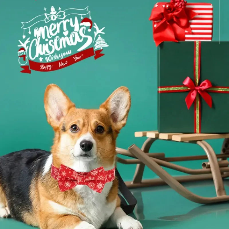 Christmas Dog Collar, Bow Tie & Leash Set – Festive Pet Accessories