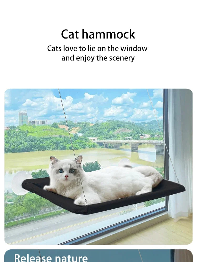 “Premium Cat Window Hammock – Strong Suction, Elevated Lounging Spot
