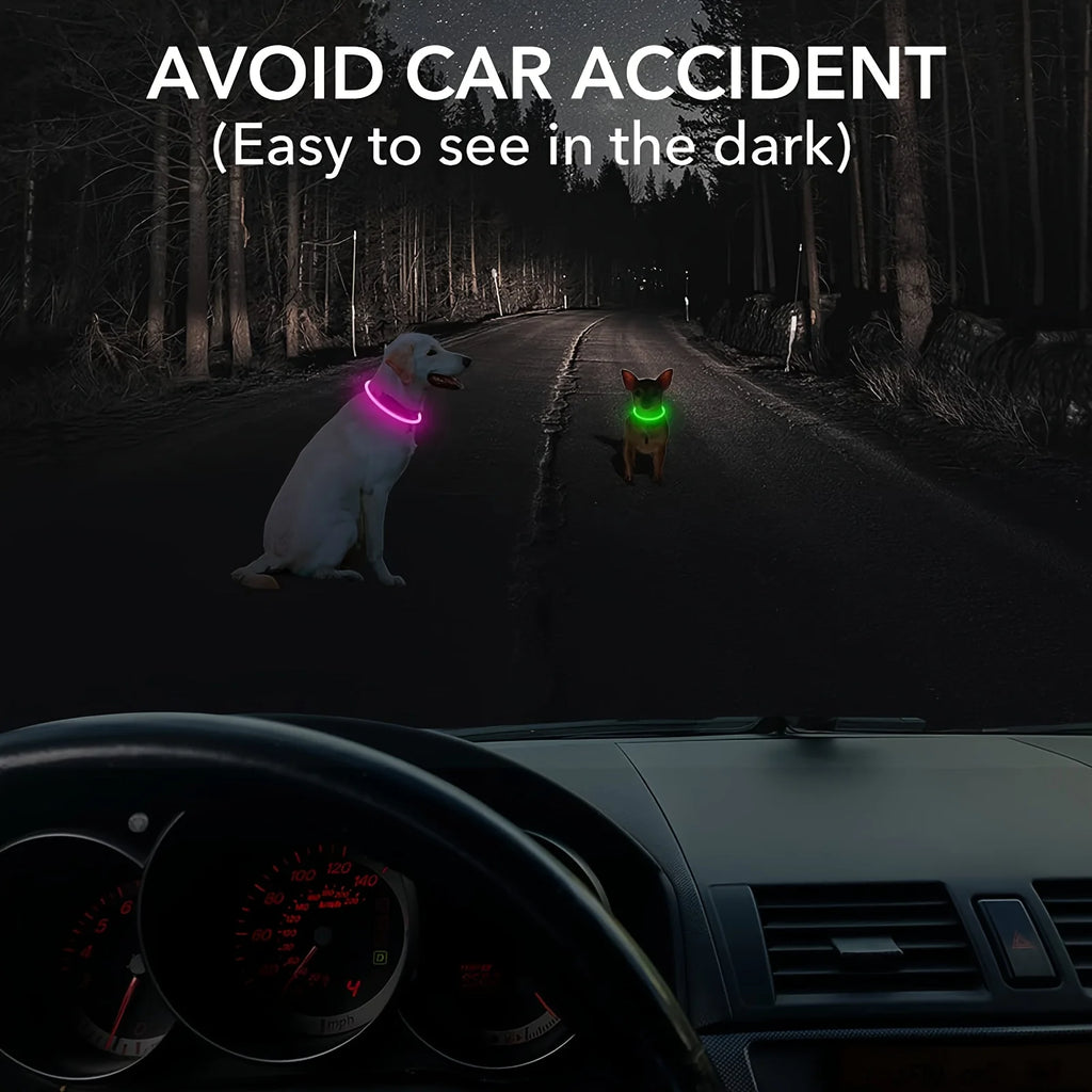 LED Glow Safety Dog Collar – Rechargeable Light Up Pet Neck Ring UK