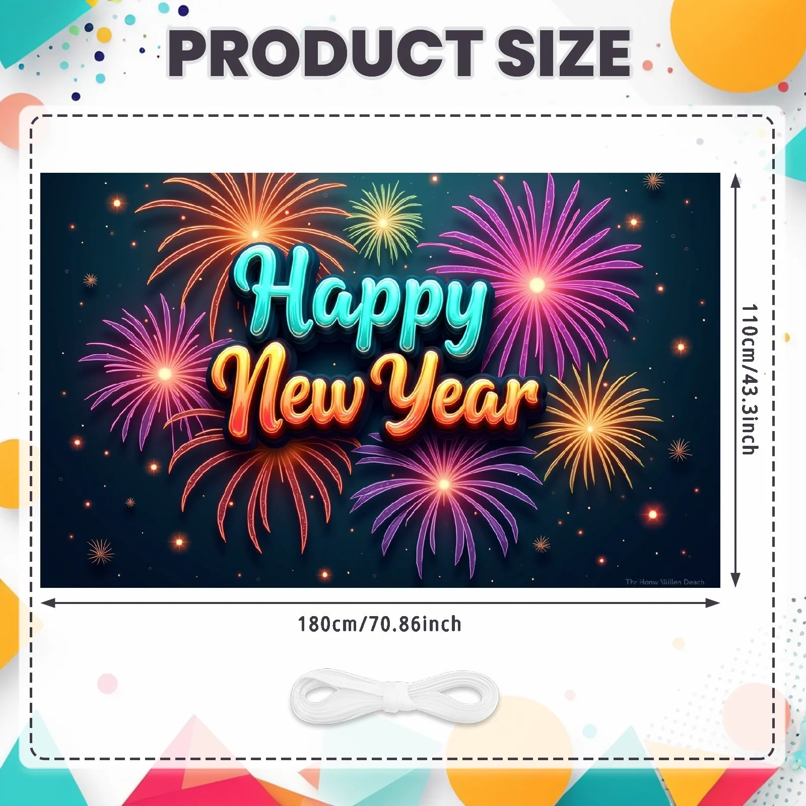 New Year 2026 Backdrop – Gold Party Banner for Photos | EURO VIBE