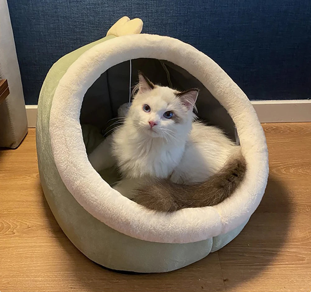 “Cozy Cat Cave Bed UK | EURO VIBE Plush Enclosed Cat House”
