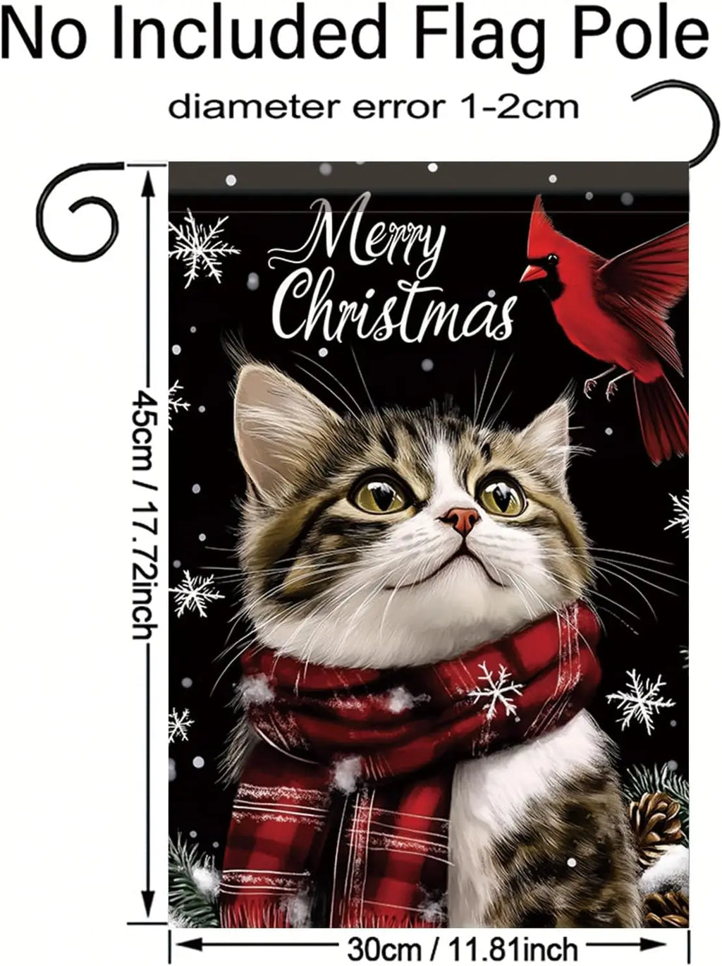Merry Christmas Cat Garden Flag 12x18 Outdoor Banner – EURO VIBE