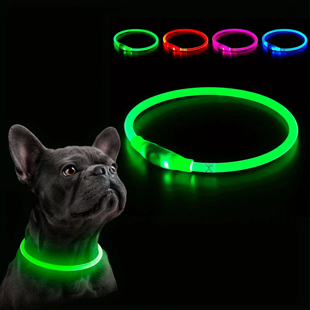 LED Glow Safety Dog Collar – Rechargeable Light Up Pet Neck Ring UK