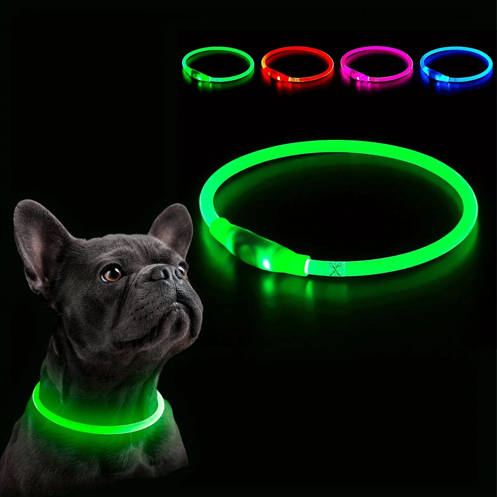 LED Glow Safety Dog Collar – Rechargeable Light Up Pet Neck Ring UK