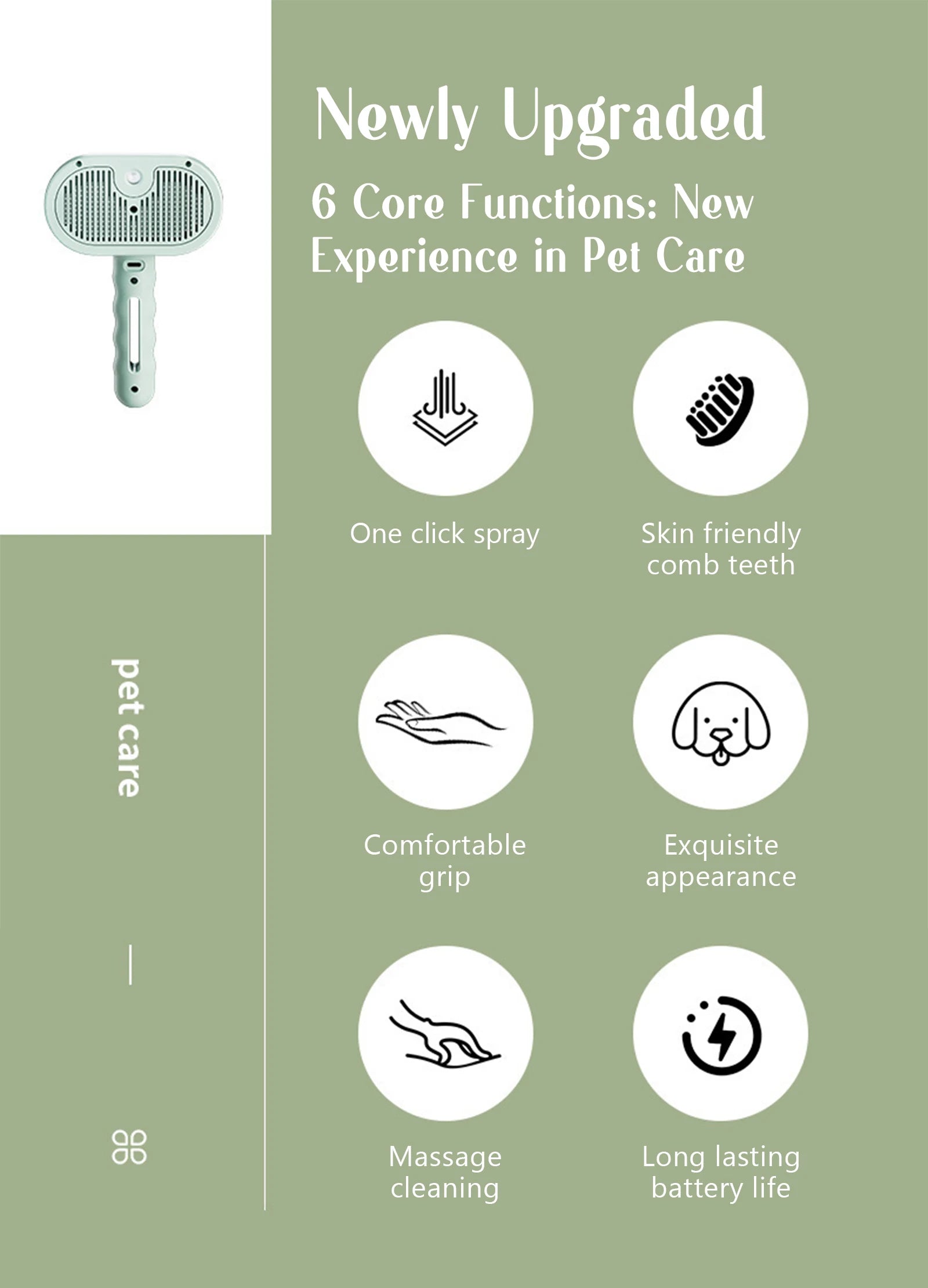 EURO VIBE Pet Grooming Brush – One-Click Hair Removal for Cats & Dogs