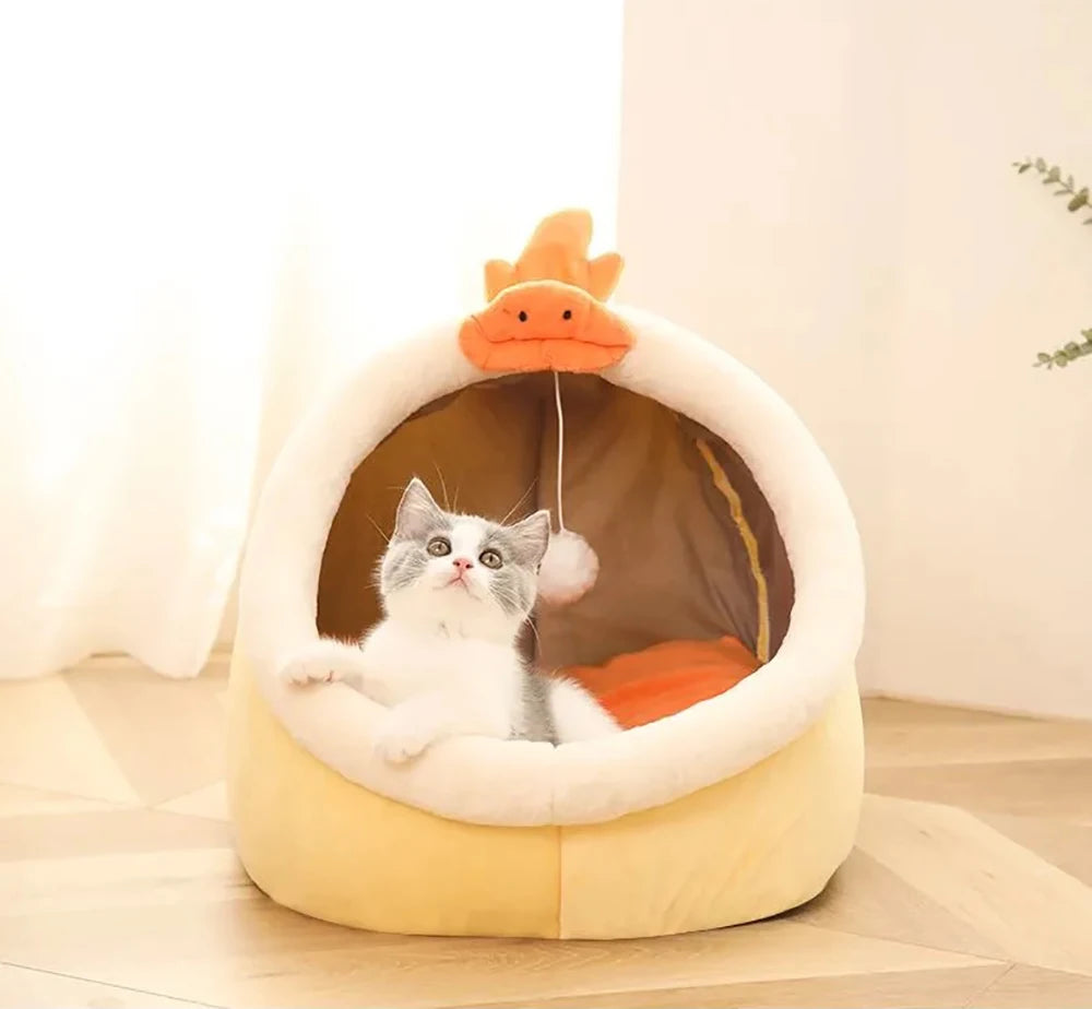 “Cozy Cat Cave Bed UK | EURO VIBE Plush Enclosed Cat House”