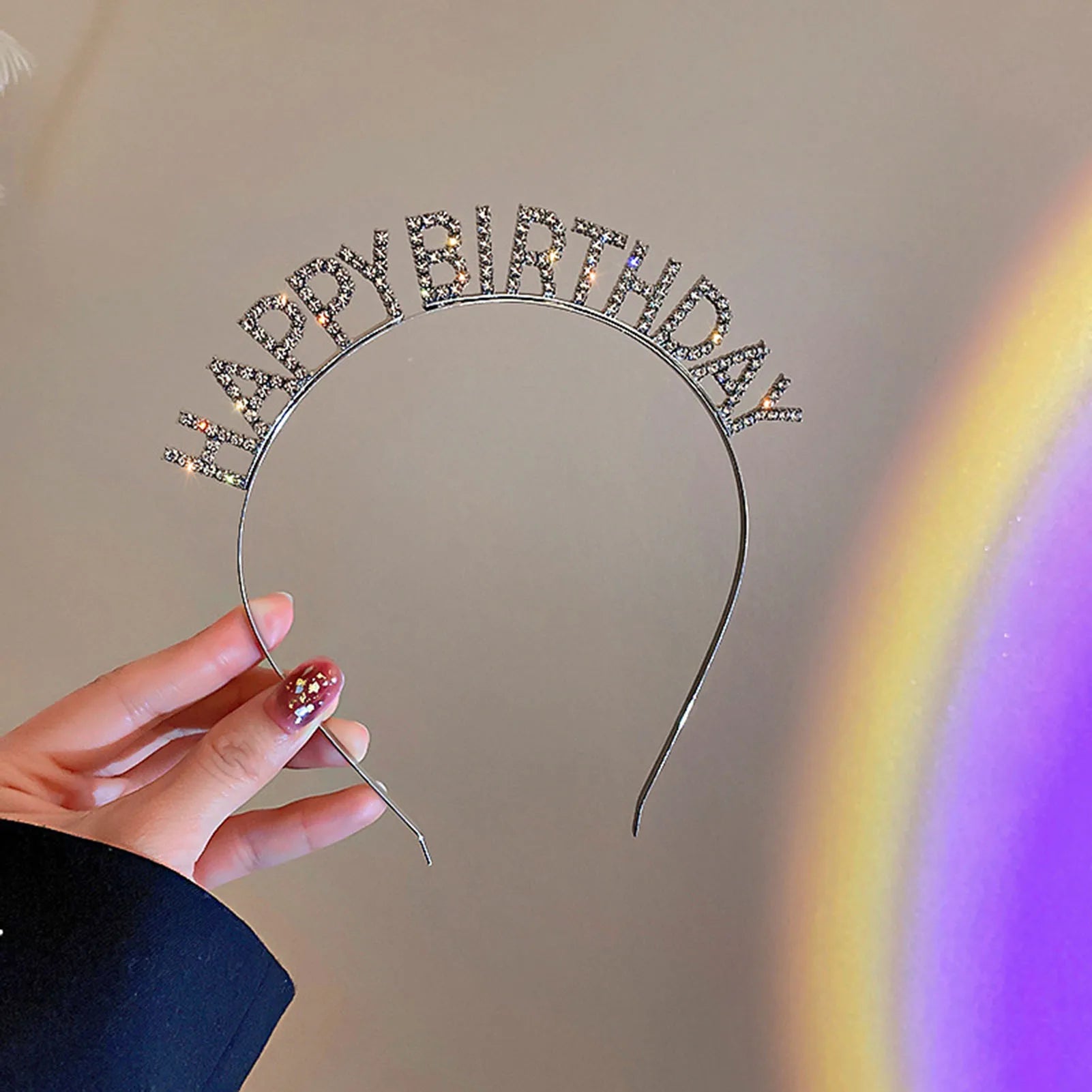 EURO VIBE Happy New Year Rhinestone Headband – Sparkly Party Accessory