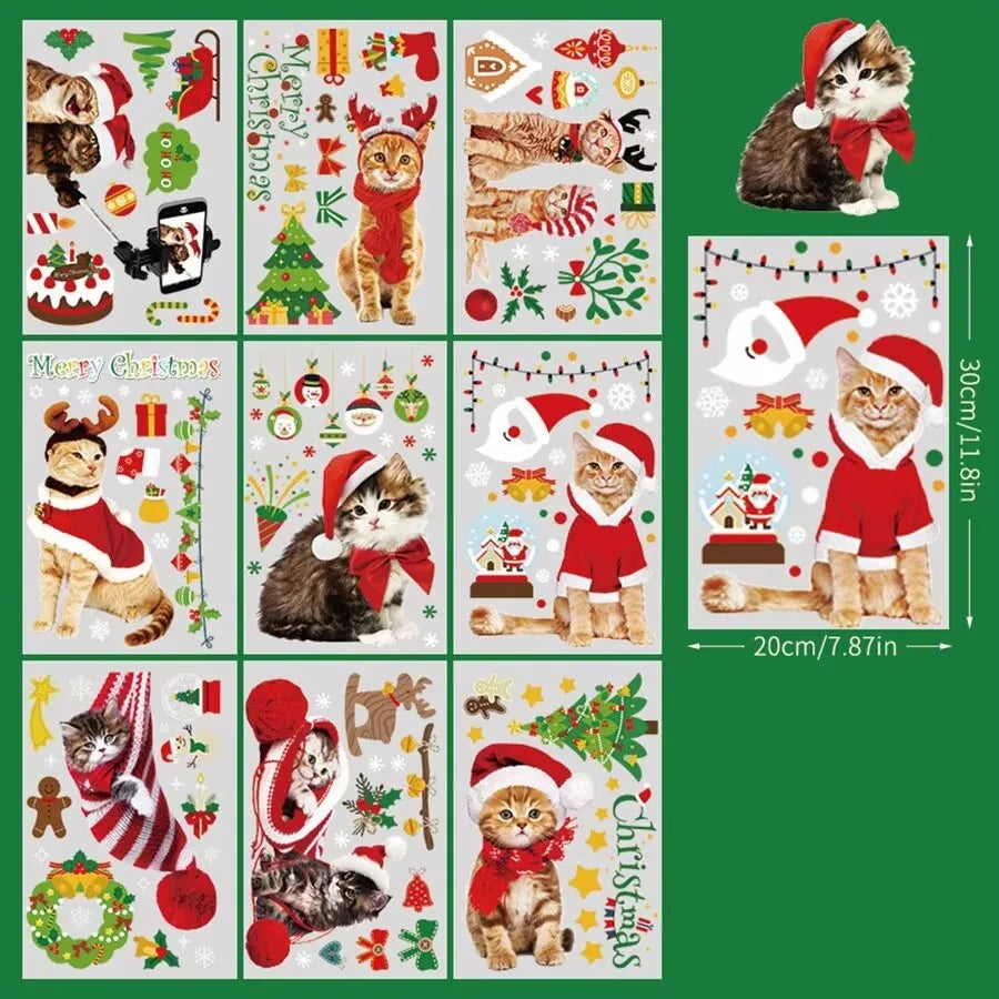 EURO VIBE Christmas Window Stickers – Santa Reindeer Snowman Decals