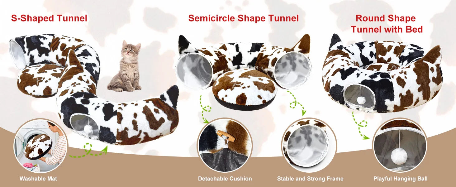 Christmas Cat Bed with Toys | Cozy Winter Pet House for Cats