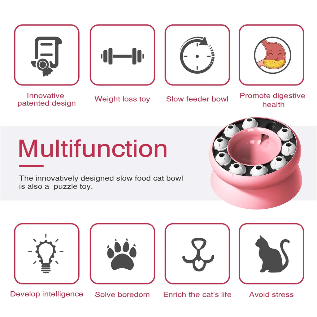 Interactive Cat Puzzle Feeder Slow Food Bowl Toy for Cats UK