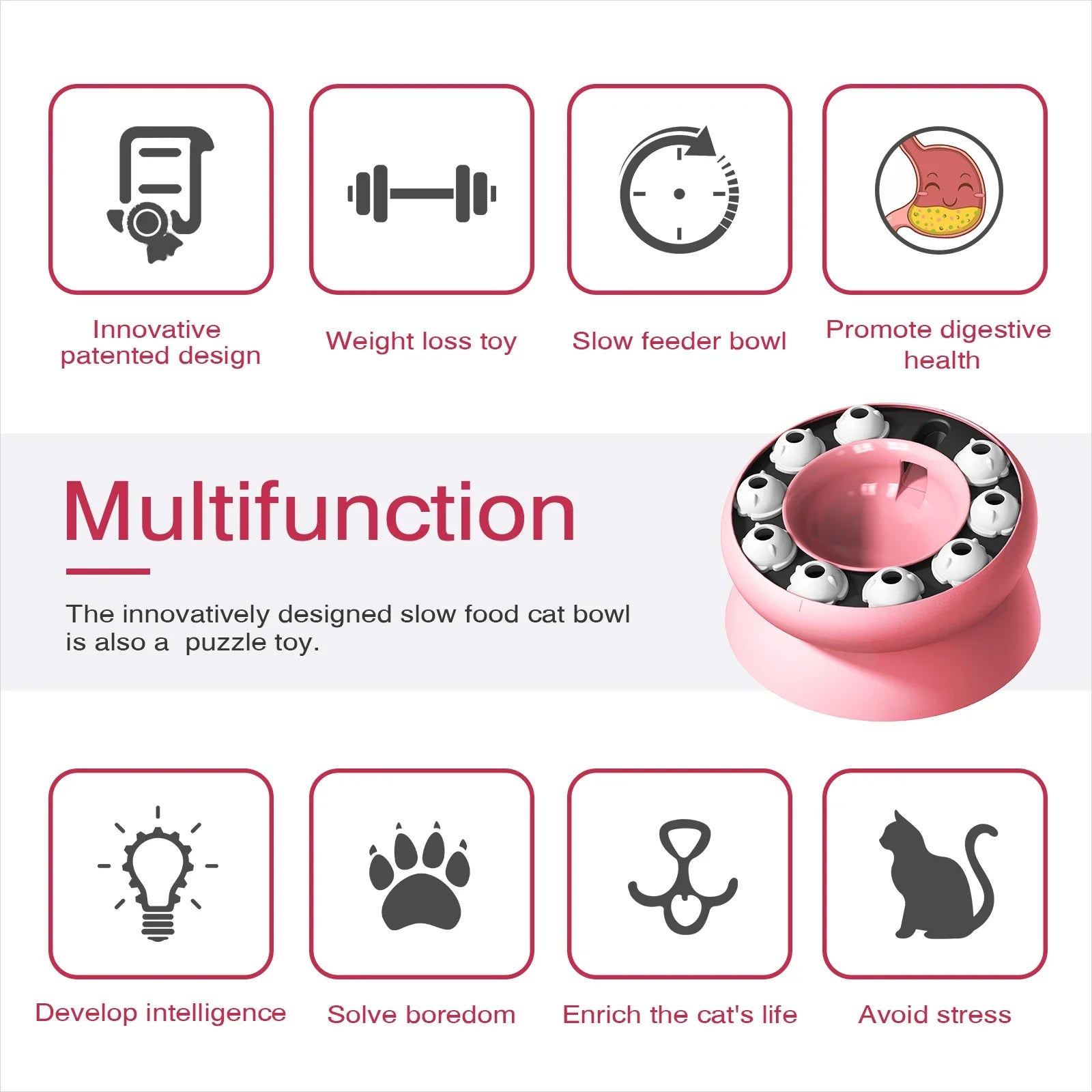 Interactive Cat Puzzle Feeder Slow Food Bowl Toy for Cats UK