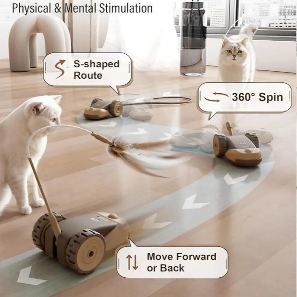 EURO VIBE Rolling Cat Teaser Toy | Feather Chase Play Set
