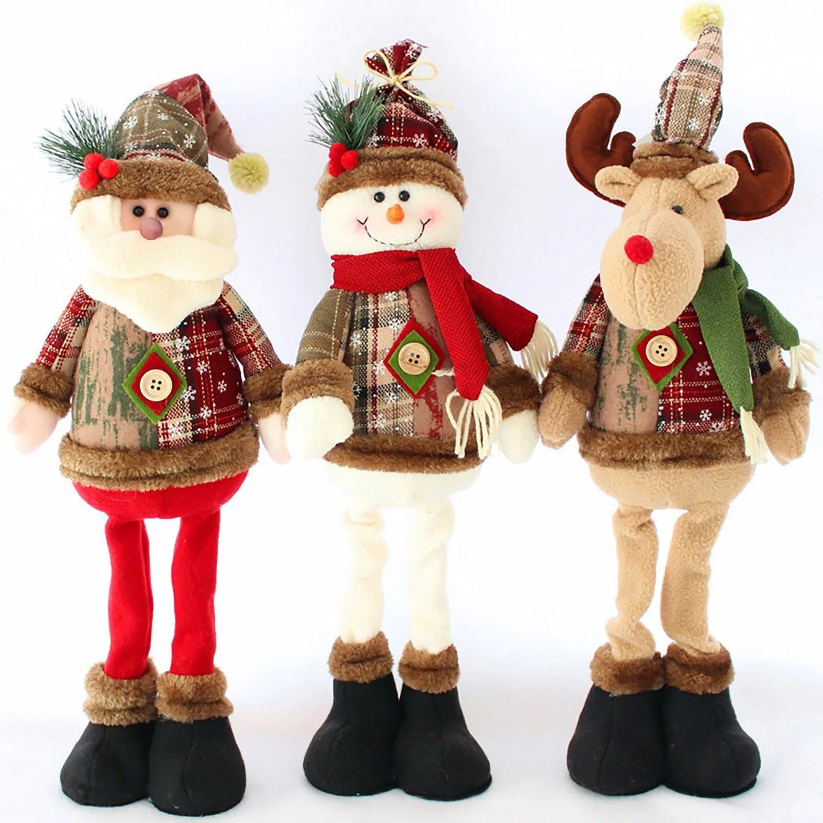 EURO VIBE Christmas Plush Santa, Snowman & Reindeer | Festive Decor Set