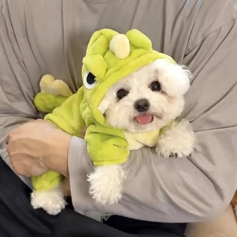 “Cute Dino Dog Costume – Green Dinosaur Outfit for Small & Medium Dogs