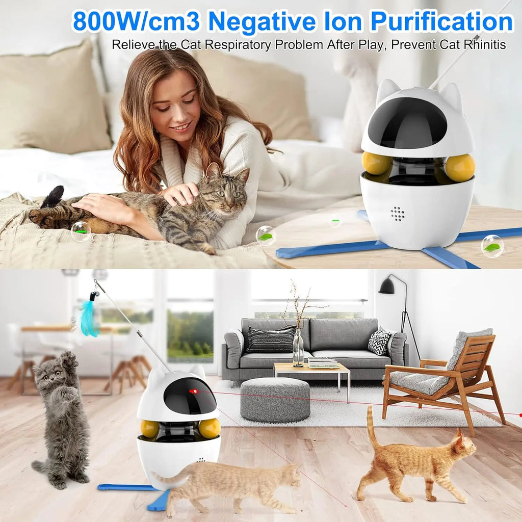 Automatic Interactive Cat Toy with Laser & Rotating Feather Fun