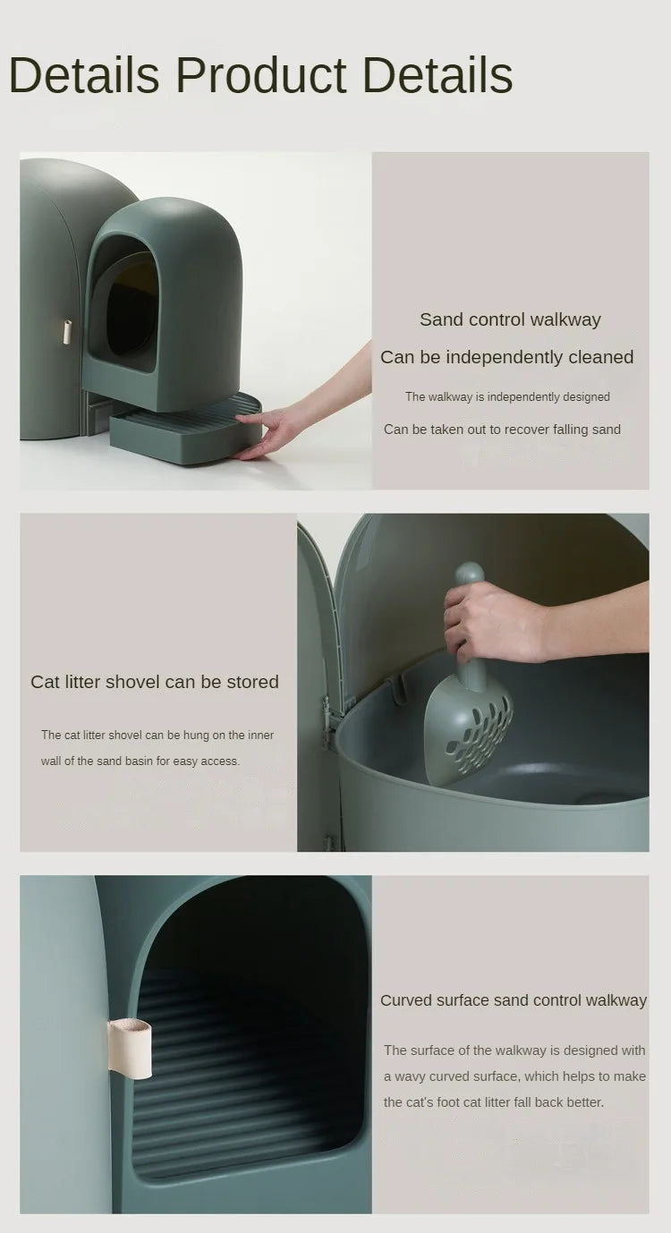 “Modern Enclosed Cat Litter Box & Hideaway – Stylish Cat Toilet