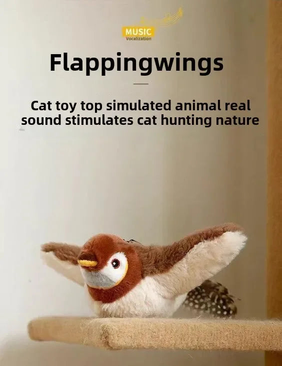Rechargeable Flying Bird Cat Toy with Chirping & Flapping Wings