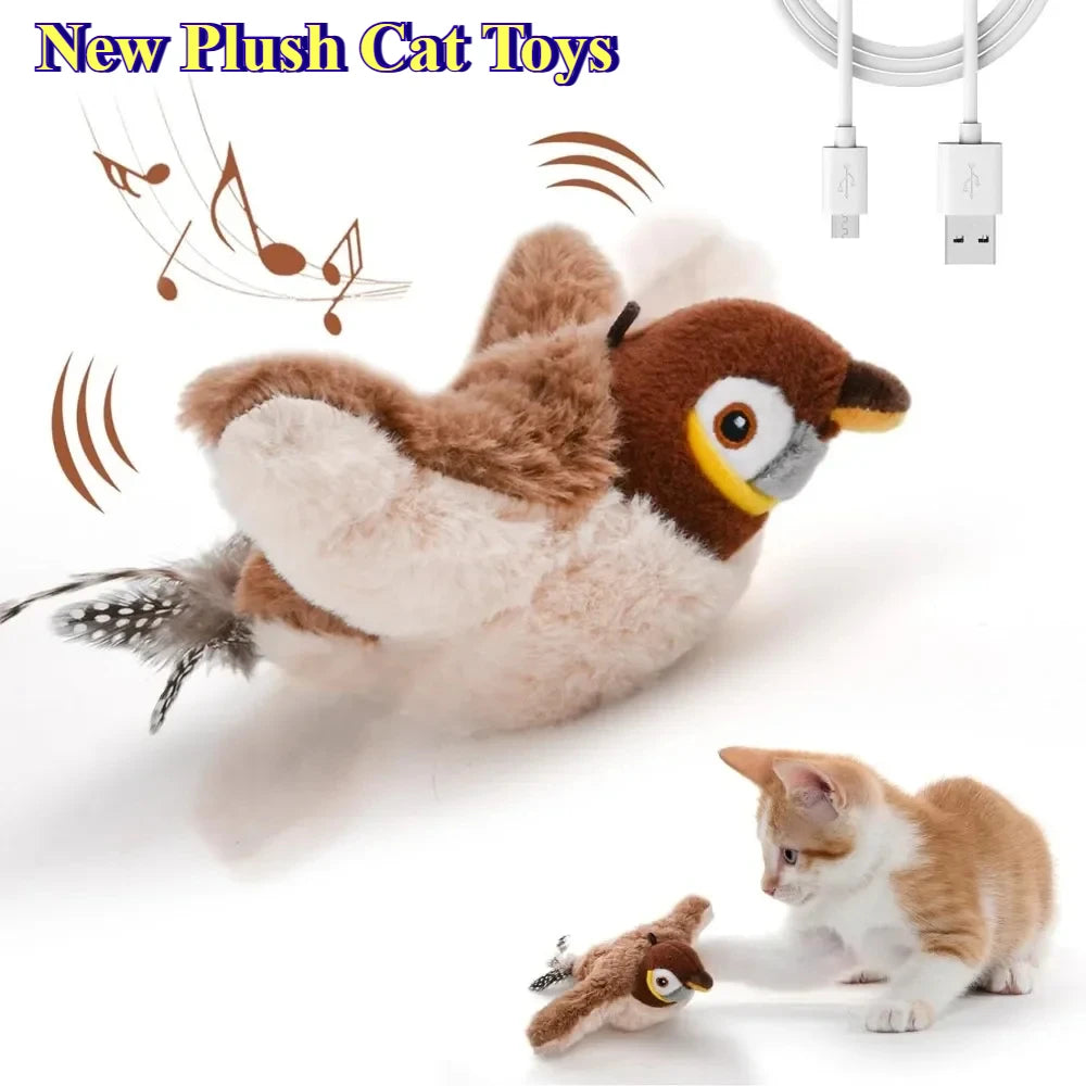 Rechargeable Flying Bird Cat Toy with Chirping & Flapping Wings